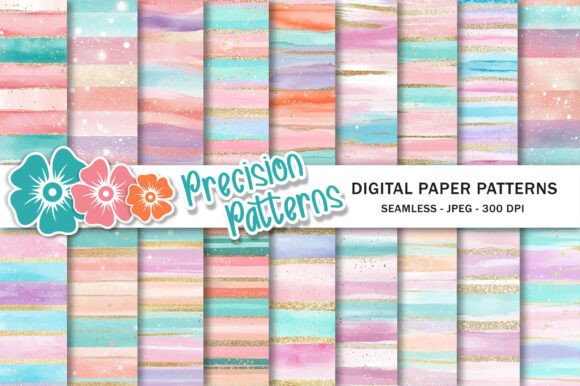 Download Pastel Glitter Stripes Digital Paper - Stripes Collection