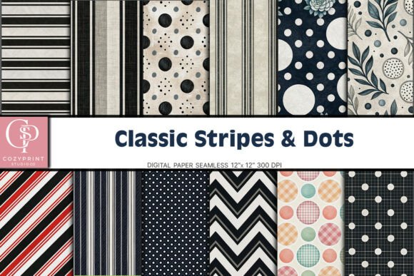 Download Classic Stripes &amp; Dots Digital Paper - Stripes Collection