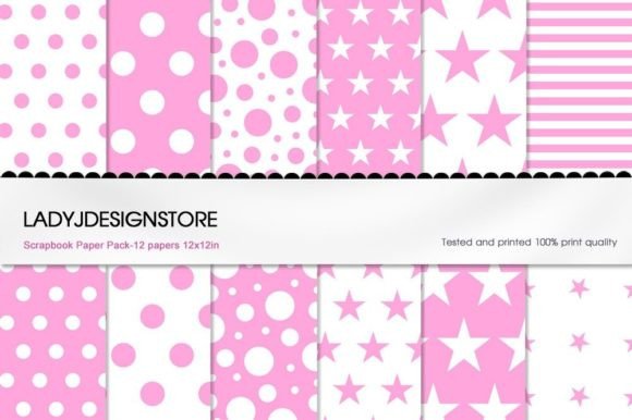 Download Baby Pink Pastel Dots Stars Stripes - Stripes Collection
