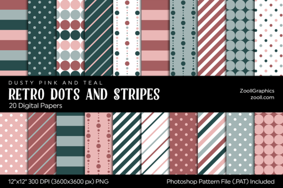 Download Retro Dots and Stripes Digital Papers - Retro dots Collection