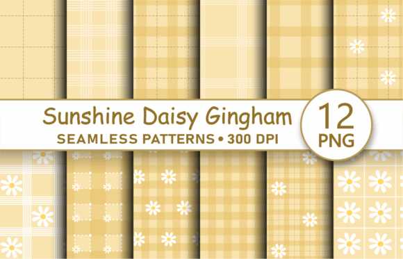 Download Sunshine Yellow Daisy Gingham Patterns - Sunshine yellow Collection