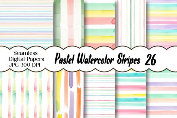 Download Pastel Watercolor Stripes Digital Paper - Stripes Collection