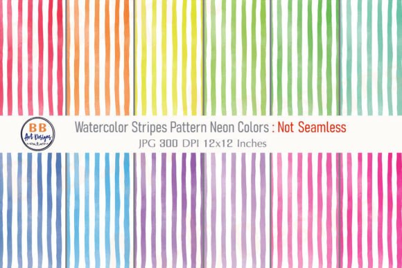 Download Neon Watercolor Stripes Pattern Paper - Stripes Collection
