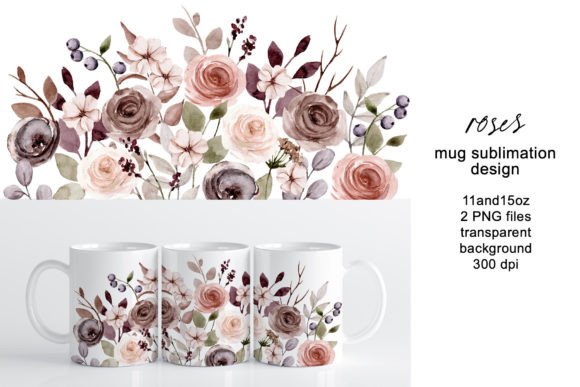 Download Mug Sublimation Design with Flowers Rose - Premium Resources