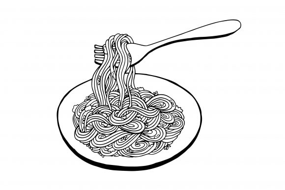 Download Doodle Noodle at Plate. Hand Drawing - Noodle Collection