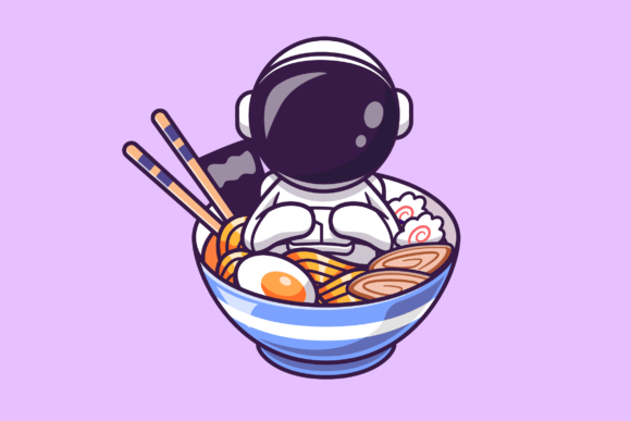 Download Cute Astronaut in Bowl of Ramen Noodle - Noodle Collection